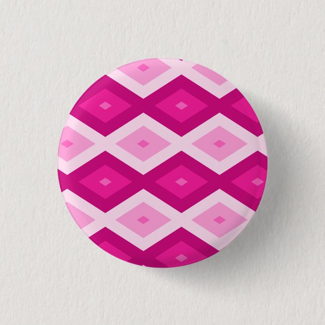 Shades of fuchsia diamond pattern 1 inch round button (Front)