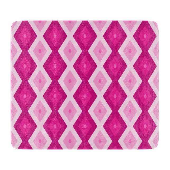 Shades of fuchsia diamond pattern cutting board (Front)