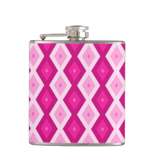 Shades of fuchsia diamond pattern hip flask