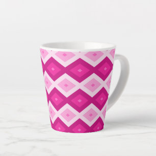 Shades of fuchsia diamond pattern latte mug