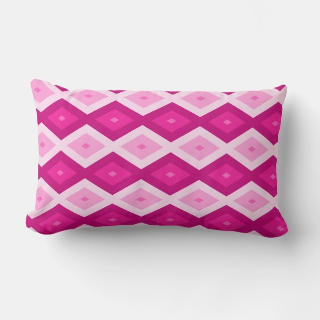 Shades of fuchsia diamond pattern lumbar pillow (Front)