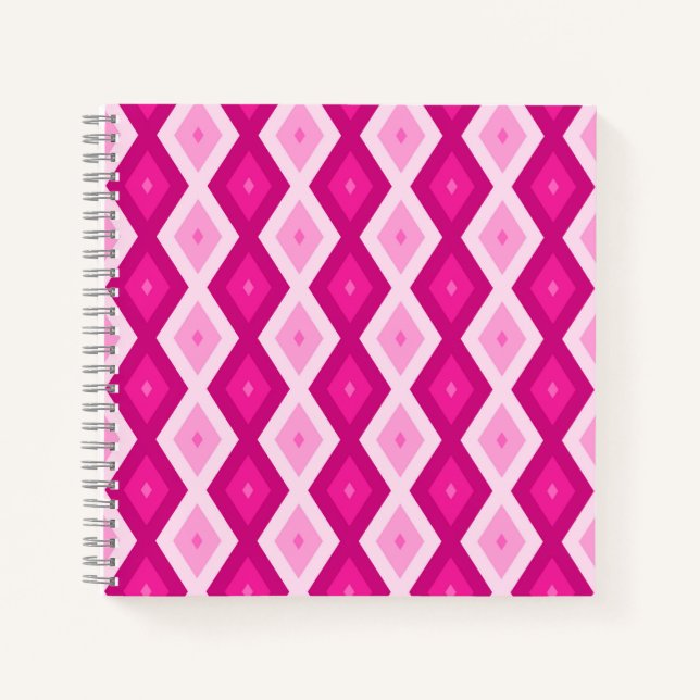 Shades of fuchsia diamond pattern notebook (Front)