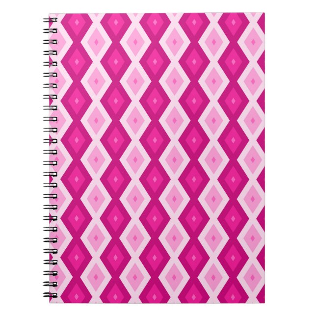 Shades of fuchsia diamond pattern notebook (Front)