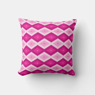 Shades of fuchsia diamond pattern throw pillow