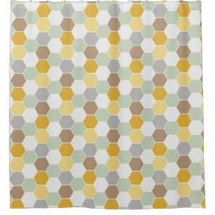 Shades of Gold, White, Grey Honeycomb Pattern
