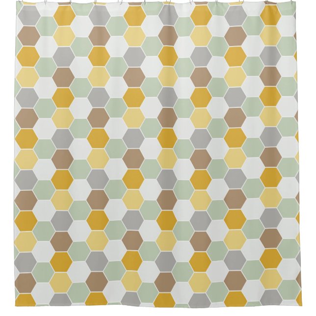 Shades of Gold, White, Grey Honeycomb Pattern (Front)