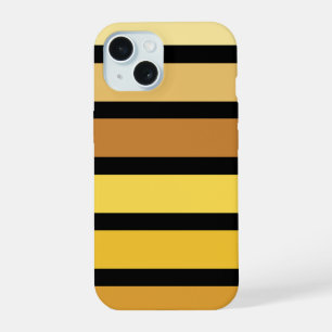Shades Of Golden Yellow Stripes On Black iPhone 15 Case