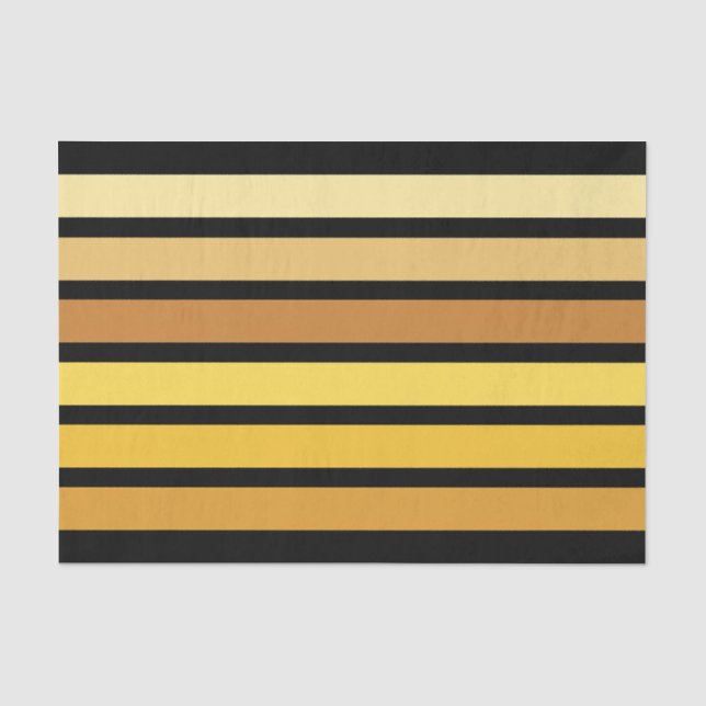 Shades Of Golden Yellow Stripes On Black  Tissue Paper (Front)