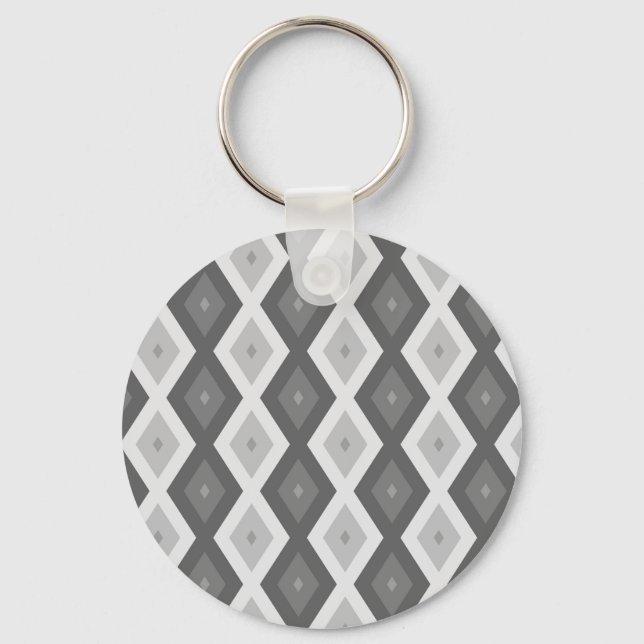 Shades of gray diamond pattern keychain (Front)