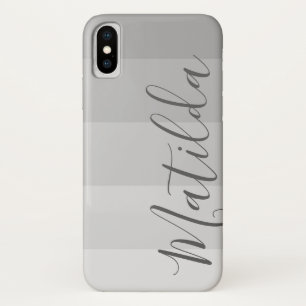 Shades of gray Ombre Stripe Personalized Name Case-Mate iPhone Case