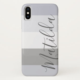 Shades of gray Ombre Stripe Personalized Name Case-Mate iPhone Case