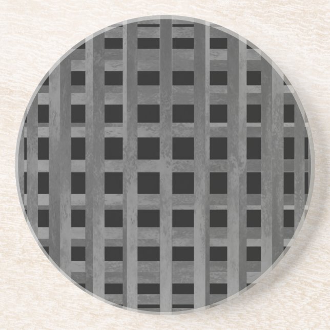 Shades of Gray Plaid Pattern Coaster (Front)