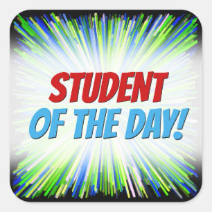 Shades of Green and Blue Line Burst Pattern Square Sticker