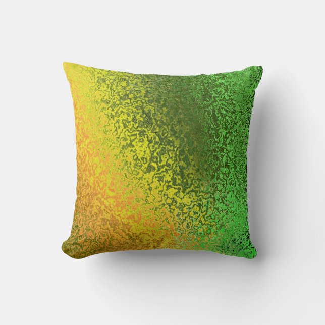 Shades of Green and Gold Pattern Pillow (Front)
