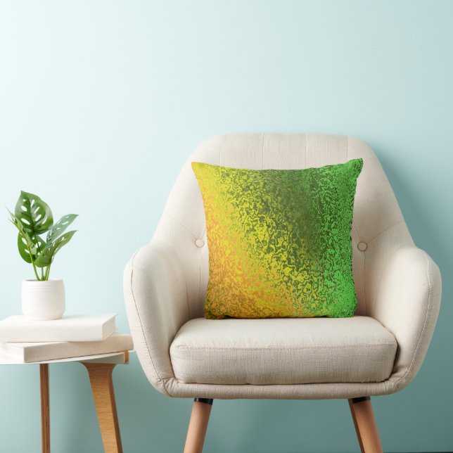 Shades of Green and Gold Pattern Throw Pillow (Chair)