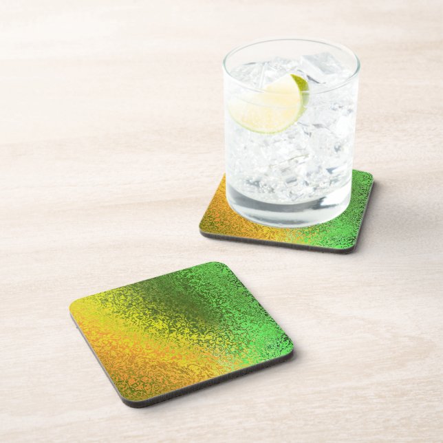 Shades of Green and Yellow Abstract Cork Coaster (Right Side)
