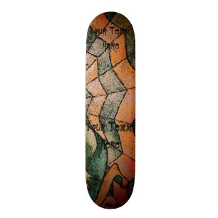 shades of green chevron cobweb abstract retro art skateboard