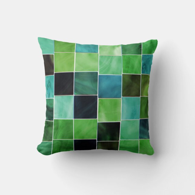 Shades of Green Decorative Modern Throw Pillow (Front)
