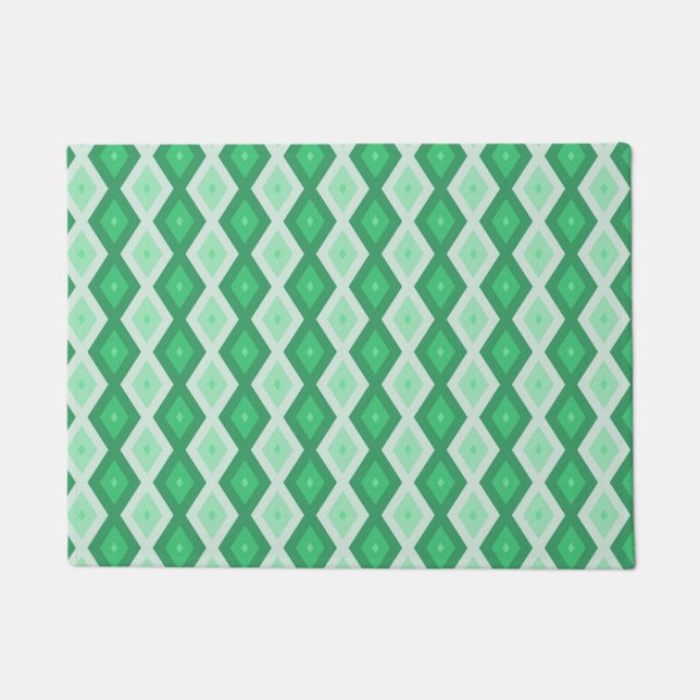 Shades of green diamond pattern doormat (Front)