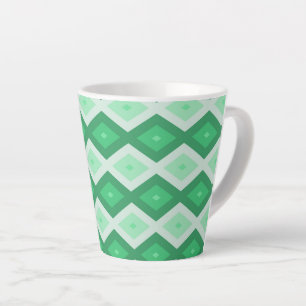 Shades of green diamond pattern latte mug