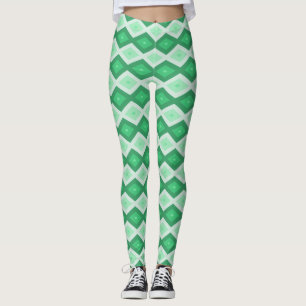 Shades of green diamond pattern leggings