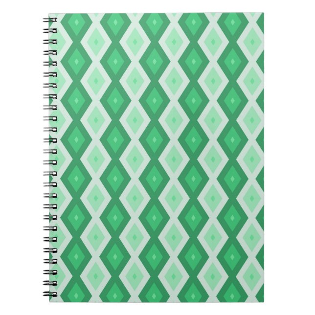 Shades of green diamond pattern notebook (Front)