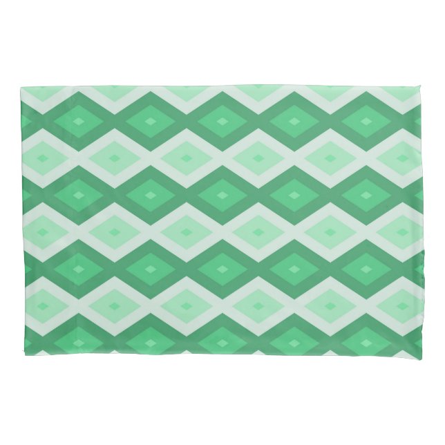 Shades of green diamond pattern pillowcase (Front)