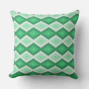 Shades of green diamond pattern throw pillow
