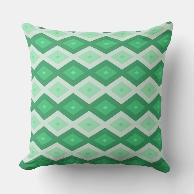 Shades of green diamond pattern throw pillow (Front)