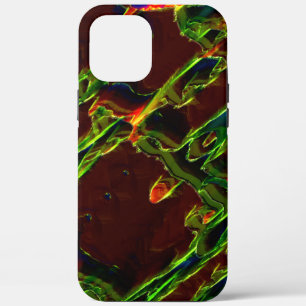 Shades of green drained in flame of fire iPhone 12 pro max case