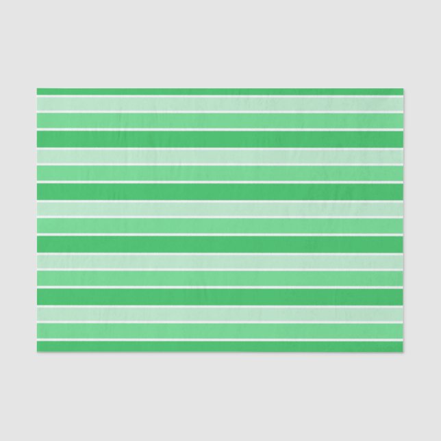 Shades of Green Horizontal Stripes Tissue Paper (Front)