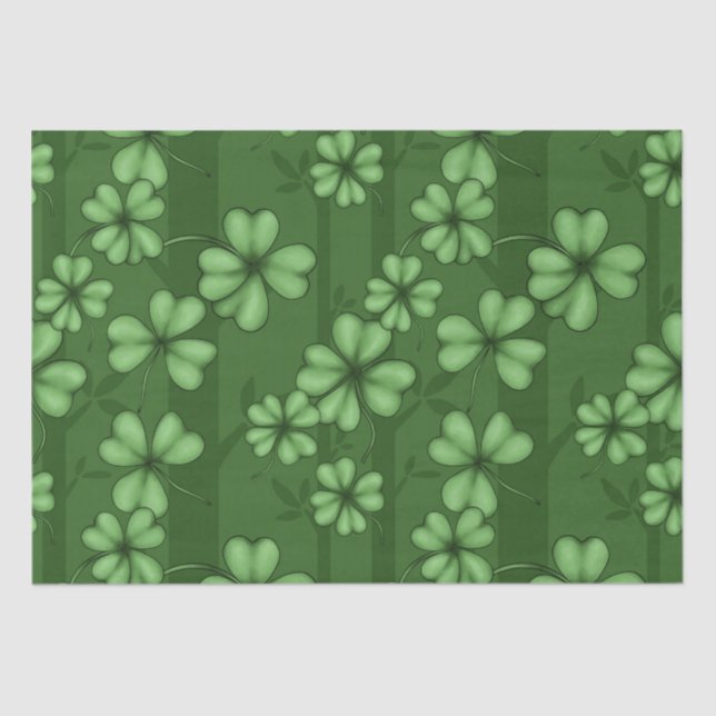 SHADES OF GREEN IRISH SHAMROCKS TISSUE PAPER (Front)