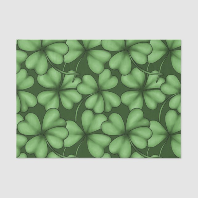 SHADES OF GREEN IRISH SHAMROCKS TISSUE PAPER (Front)