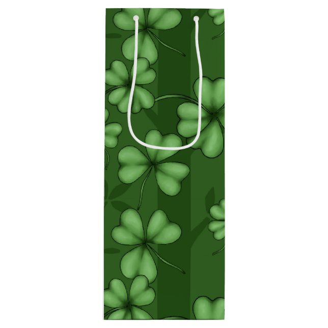 SHADES OF GREEN IRISH SHAMROCKS WINE GIFT BAG (Front)