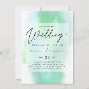 Shades of Green Modern Budget Wedding Invitation
