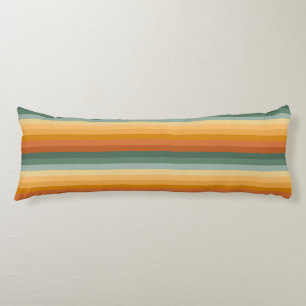 SHADES OF GREEN & ORANGE STRIPES & POLKA DOTS BODY PILLOW