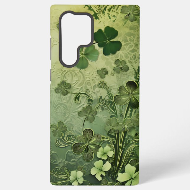 SHADES OF GREEN ORNATE IRISH LACE LOOK SAMSUNG GALAXY S22 ULTRA CASE (Back)