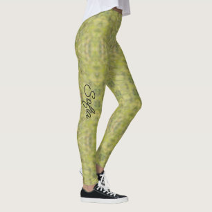 Shades of Green Personalize Name Quality  Leggings