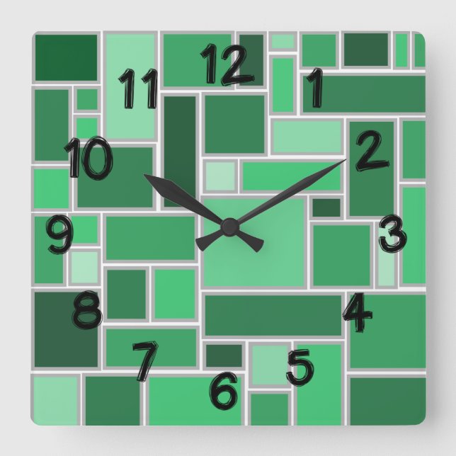 Shades of Green  Square Wall Clock (Front)