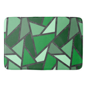 Shades of green stained glass pattern bath mat