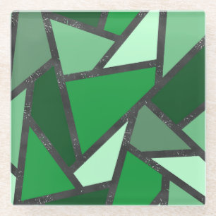 Shades of green stained glass pattern coaster