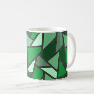Shades of green stained glass pattern coffee mug