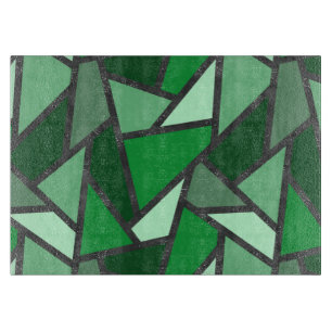 Shades of green stained glass pattern cutting board