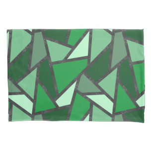 Shades of green stained glass pattern pillowcase
