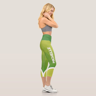 Shades of green with name modern capri leggings