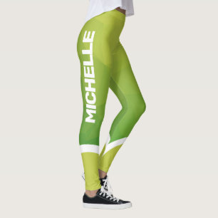 Shades of green with name modern leggings