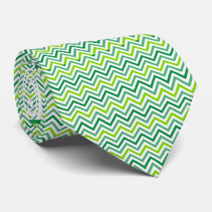 Shades Of Green Zig Zag Lines Neck Tie