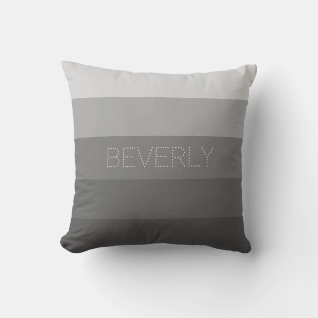 Shades Of Grey, 5 Colours, Personalized Name Throw Pillow (Front)