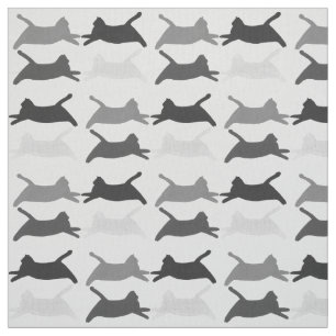 Shades of Grey Acrobat Cats on Light Grey Fabric