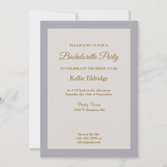 Shades Of Grey Bachelorette Party Invitation (Front)